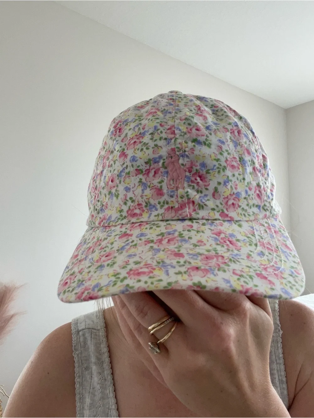 Polo Ralph Lauren Pink Floral Baseball Cap with Blue Label